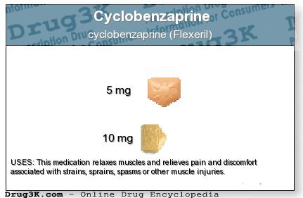 Trade name = Flexeril, Amrix; Class = muscle relaxant; MOA